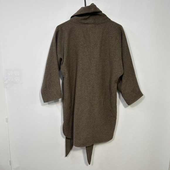 Wool Scarf Neck Sweater Tunic L Taupe Pullover Cowl Neck Minimalist Quiet Luxury - Picture 6 of 7